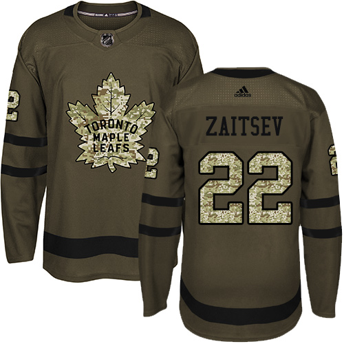 Adidas Maple Leafs #22 Nikita Zaitsev Green Salute to Service Stitched NHL Jersey